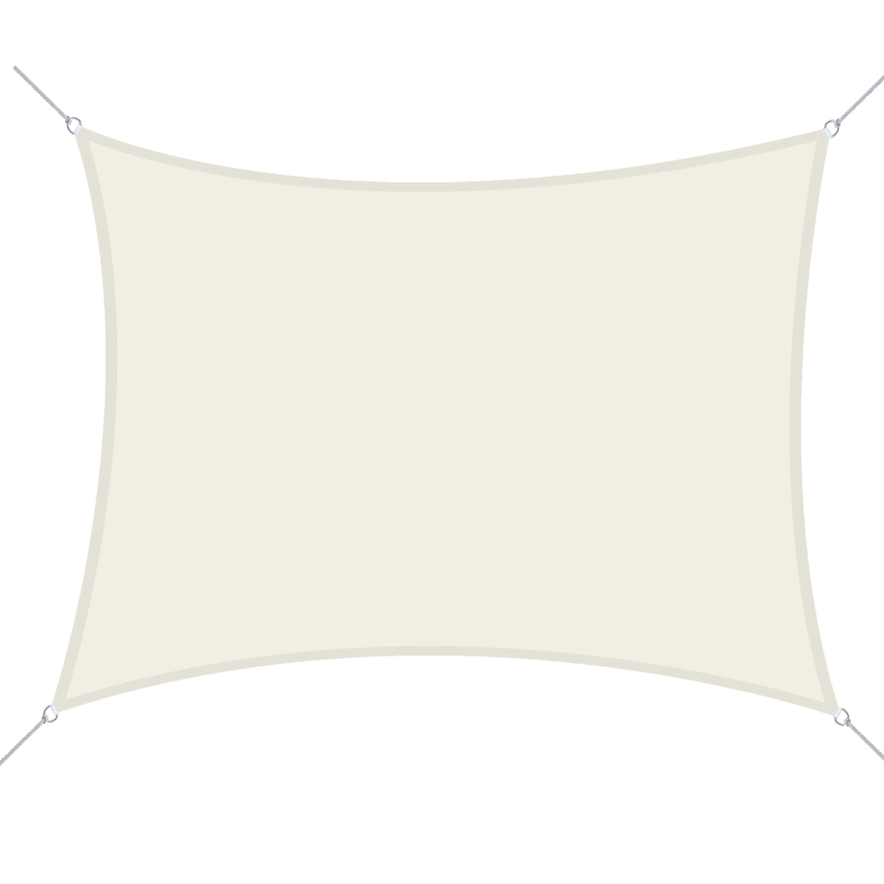 Outsunny Vela de Sombra Retangular 4x6 m Toldo Vela de Poliéster com Proteção UV Aneis em Forma de D e Cordas para Jardim Pátio Piscina Creme