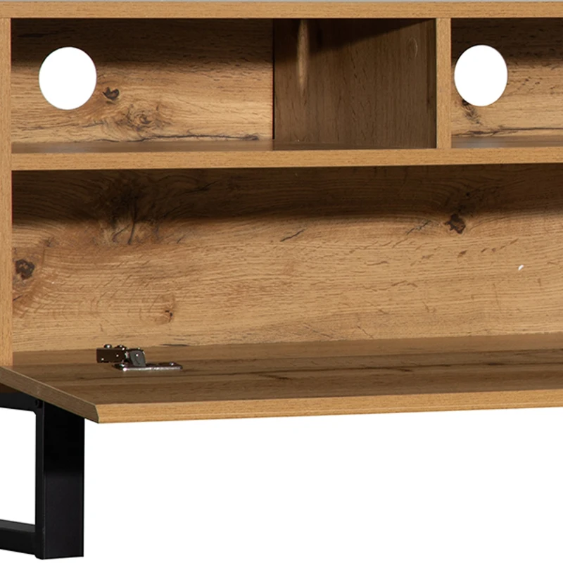 Wood TV Stand with Storage Compartments, and Grain Finish, 180x50x38 cm, Natural