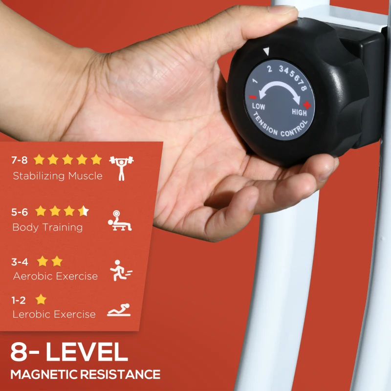 SPORTNOW Bicicletă Magnetică Pliabilă cu 8 Niveluri de Rezistență și Monitor LCD, 97x43x110 cm, Roșu(m-5)