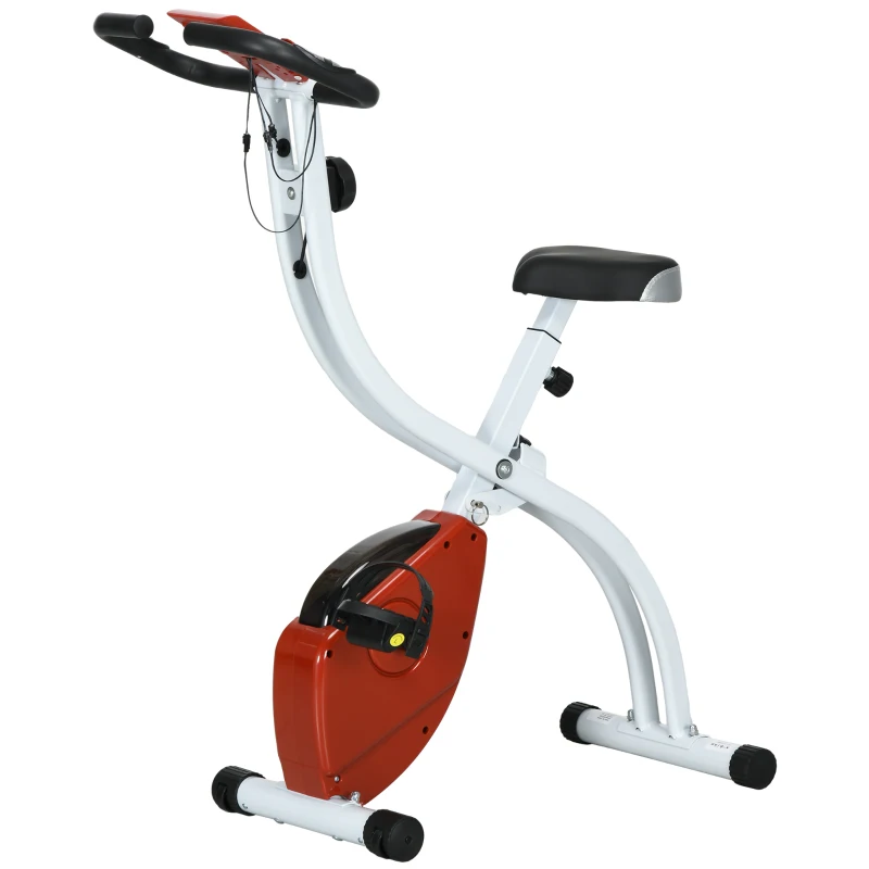 SPORTNOW Bicicletă Magnetică Pliabilă cu 8 Niveluri de Rezistență și Monitor LCD, 97x43x110 cm, Roșu(m-10)