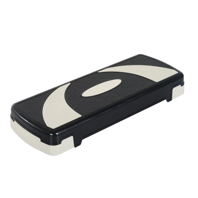 HOMCOM Step para Exercício Aeróbico Plataforma Step com Altura Ajustável em 3 Níveis com Carga Máxima 150kg para Exercício em Academia Casa 80x31x10-20cm Preto e Branco