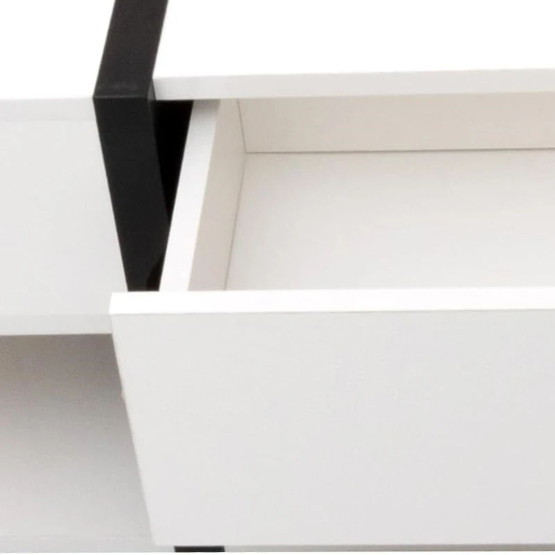 Square Coffee Table with 4 Drawers, Unique Pattern and Bottom Storage, 78x78x36 cm, White