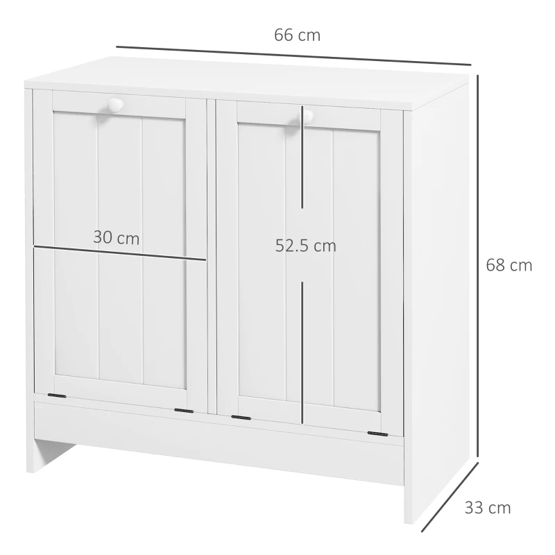 Kleankin Dulap Spalatorie – 2 Cosuri Rabatabile & Spatiu Depozitare, Alb(m-3)