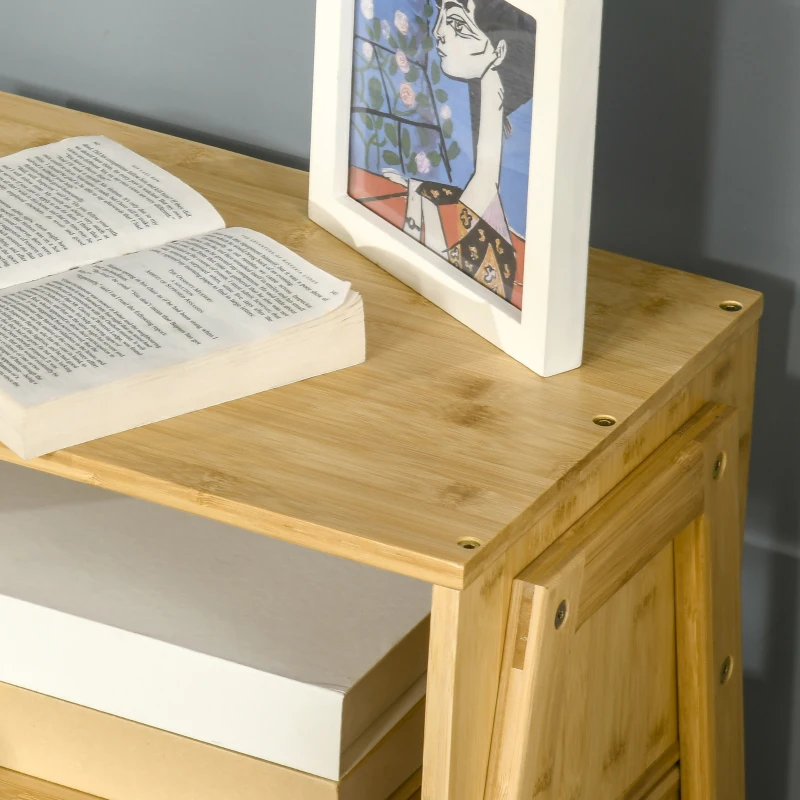 HOMCOM Comodino Multiuso Tavolino da Divano in Bambù, Design Aperto, 43x32.5x42cm