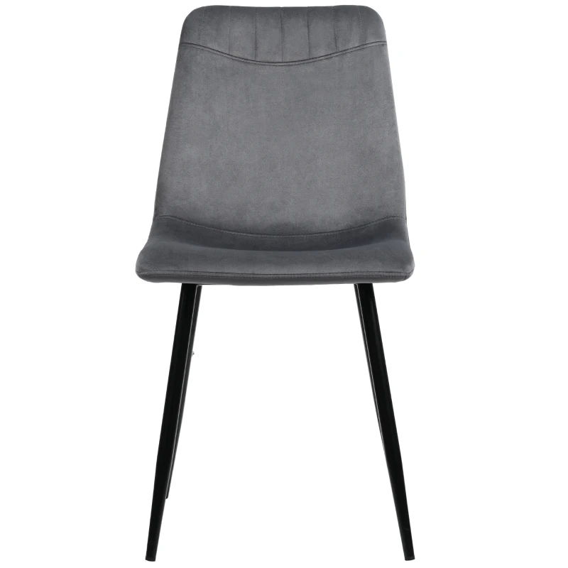 Ensemble de 4 rembourrés Chaises de salle à manger en velours avec Dossier, Structure en Métal et design ergonomique, Gris
