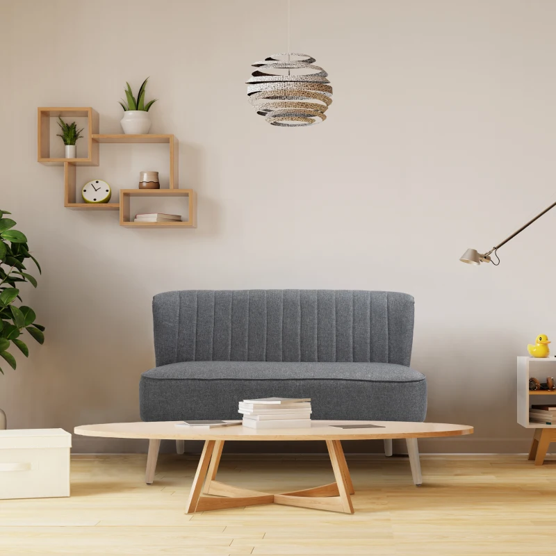 HOMCOM Canapea moderna cu 2 locuri din material textil si lemn fara brate de dimensiune 117x56.5x77cm(m-11)