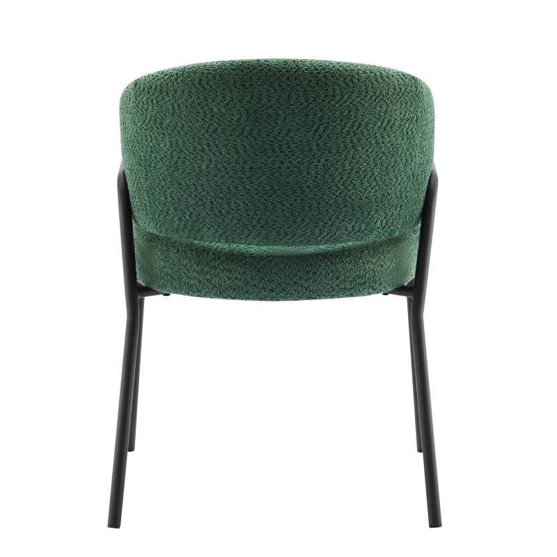 Chaise de Salle à Manger Moderne en tissu de sherpa avec Accoudoirs et Dossier Ergonomique, Pieds en Métal, rembourré Chaises, Vert foncé