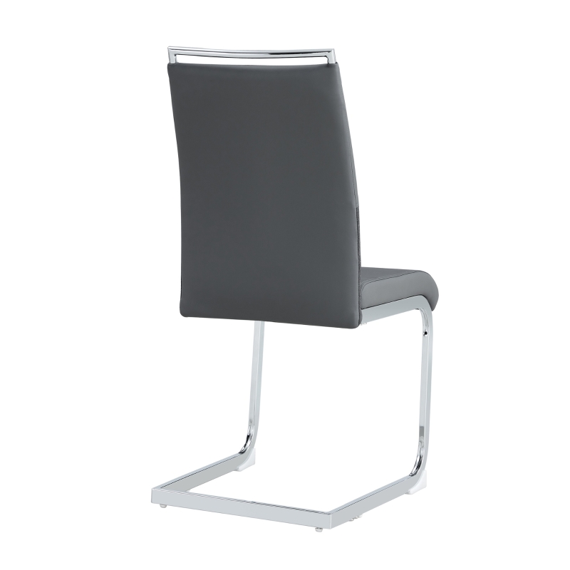 Set aus 6 modernen und ergonomischen Esszimmerstühlen mit hoher Rückenlehne aus Kunstleder und Stoff in Leinenoptik, Grau