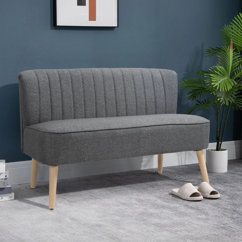 HOMCOM Canapea moderna cu 2 locuri din material textil si lemn fara brate de dimensiune 117x56.5x77cm(m-10)