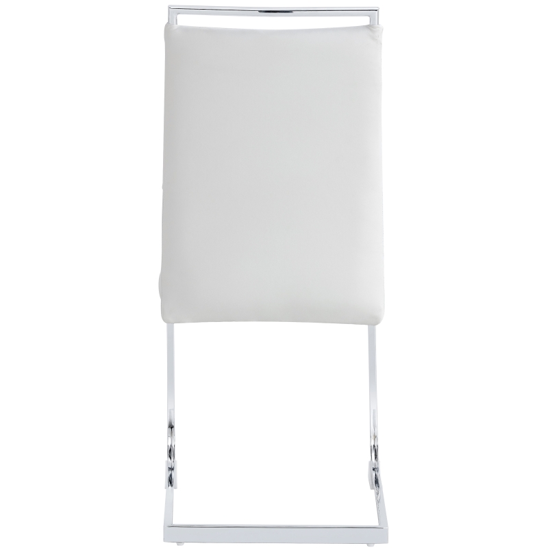 Set aus 4 modernen und ergonomischen Esszimmerstühlen mit hoher Rückenlehne aus Kunstleder und Stoff in Leinenoptik, Weiß