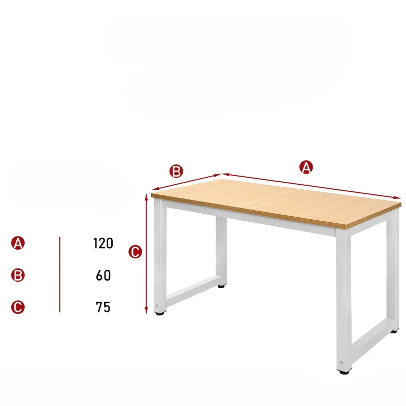 Bureau Informatique Moderne pour Bureau et Gaming, Structure en Acier Chromé et Pieds Réglables, Couleur Naturelle