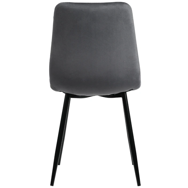 Ensemble de 4 rembourrés Chaises de salle à manger en velours avec Dossier, Structure en Métal et design ergonomique, Gris
