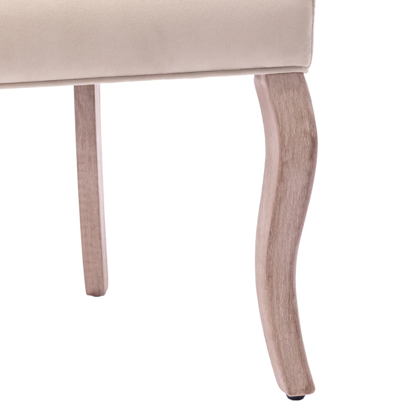 Ensemble de 2 rembourrés Chaises de salle à manger hors de velours avec plus haut Dossier et capiton à boutons, Beige