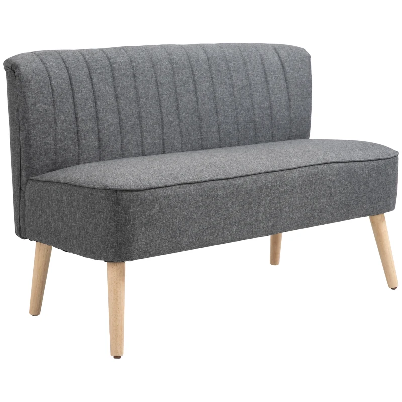 HOMCOM Canapea moderna cu 2 locuri din material textil si lemn fara brate de dimensiune 117x56.5x77cm(m-12)