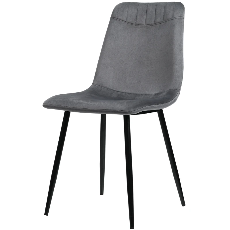 Ensemble de 4 rembourrés Chaises de salle à manger en velours avec Dossier, Structure en Métal et design ergonomique, Gris