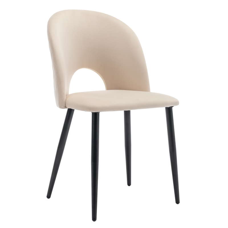Ensemble de 4 rembourrés Chaises de salle à manger hors de velours avec diamanté Dossier et structure en métal, Beige