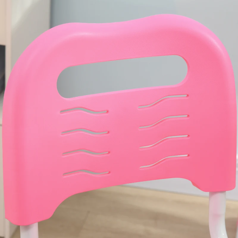 HOMCOM Set Masă și Scaun pentru Copii Reglabilă pe Înălțime, cu Blat Înclinabil 45°, 66x47x52-77 cm, Roz