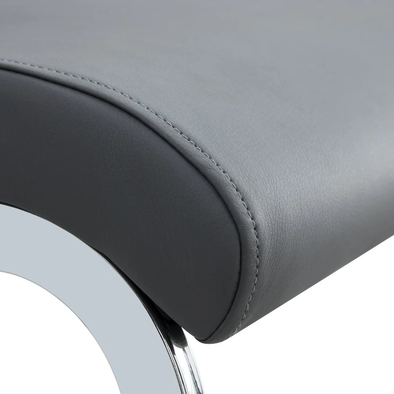 Set aus 6 modernen und ergonomischen Esszimmerstühlen mit hoher Rückenlehne aus Kunstleder und Stoff in Leinenoptik, Grau