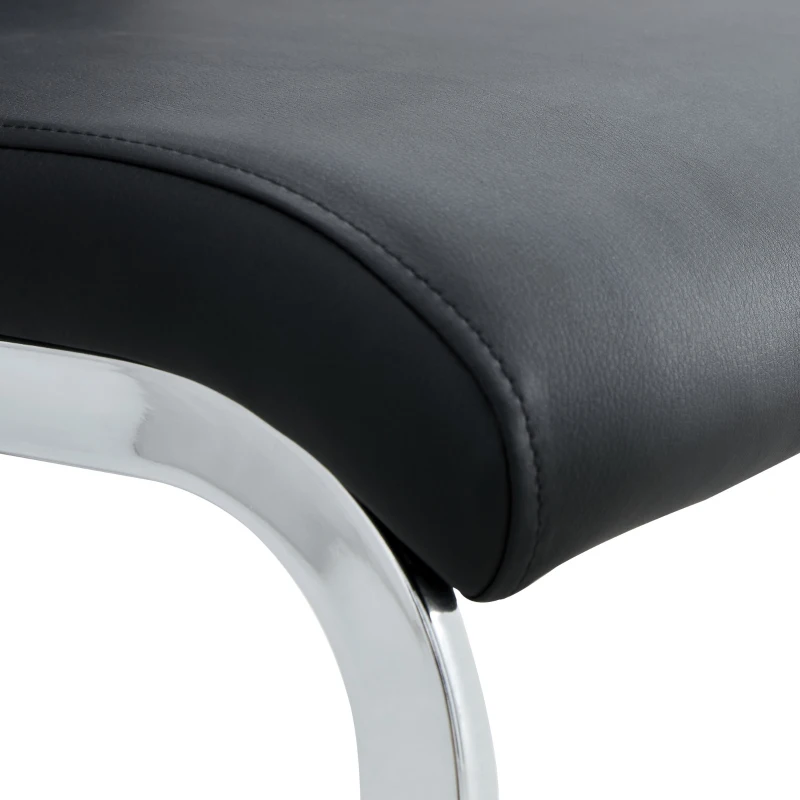 Set aus 4 modernen und ergonomischen Esszimmerstühlen mit hoher Rückenlehne aus Kunstleder und Stoff in Leinenoptik, Schwarz