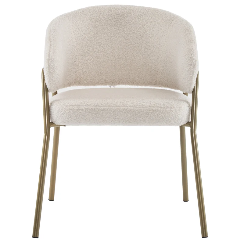 Ensemble de 6 modernes et confortables Chaises de salle à manger, en tissu de sherpa et doré Pieds, Blanc