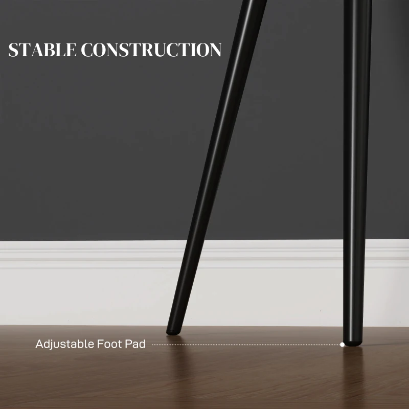 HOMCOM Set 2 Scaune Tapițate în Stil Nordic cu Brațe și Picioare din Oțel pentru Sufragerie, 54x57x80 cm, Negru