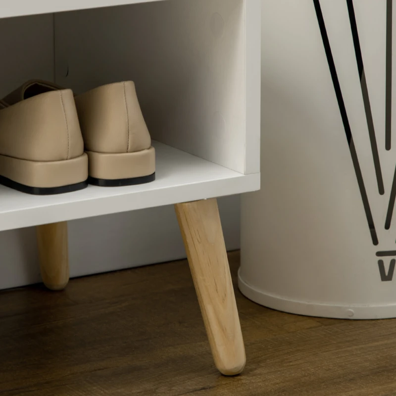 Homcom Banca Pantofi – 80×33×49 cm, Alba cu sezut & Spatiu Depozitare