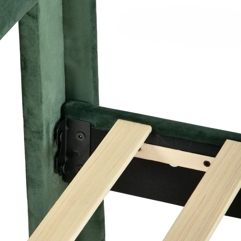 Struttura Letto Matrimoniale con piedini antiscivolo e Rete a Doghe, in Velluto, Spazio sotto il letto,140x200 Verde