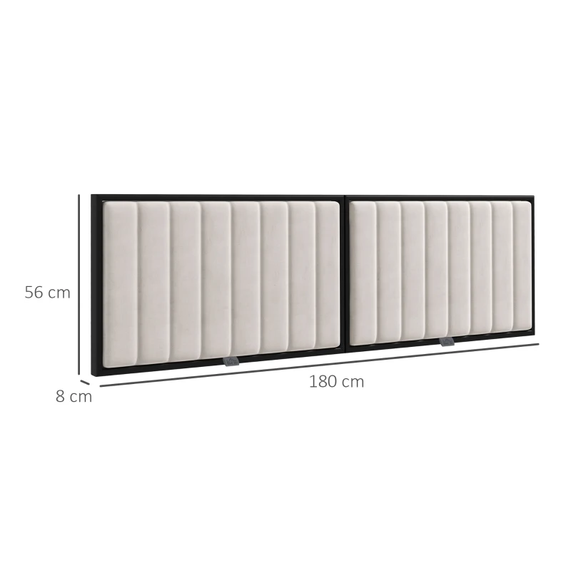 HOMCOM Tablie Tapitata cu Catifea Pentru Dormitor Crem