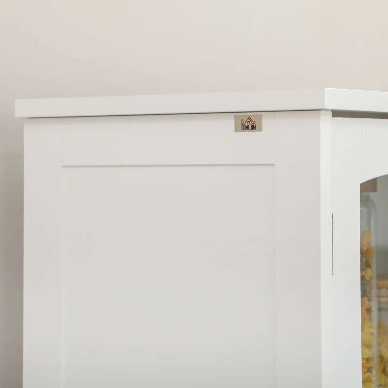 HOMCOM Bufet de Bucătărie cu 2 Dulapuri și Sertar, Mobilier de Bucătărie cu Uși și Rafturi Reglabile, 60x30x160 cm, Alb(m-9)