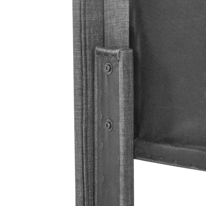 Doppelbett 140x200 cm Leinenoptik mit gepolstertem Kopfteil und Federkernmatratze für Schlafzimmer Grau