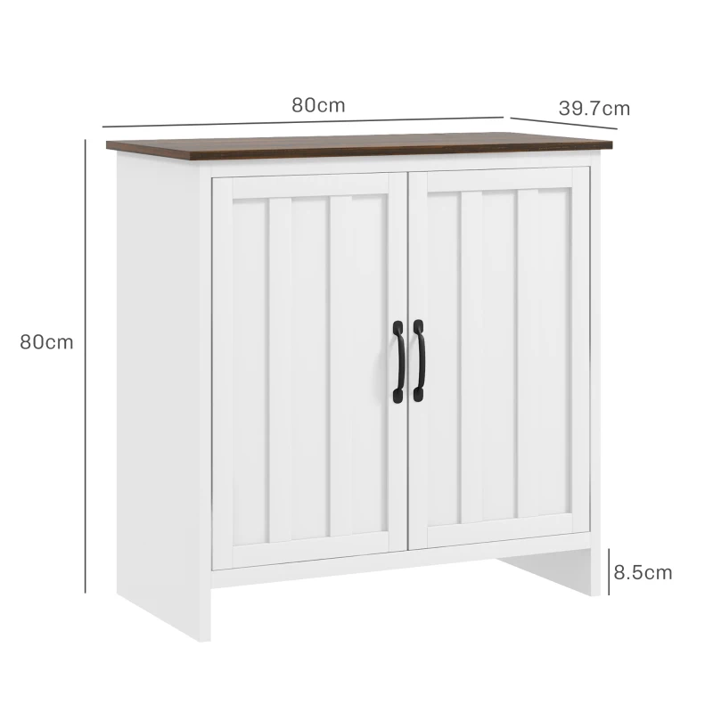HOMCOM Bufet Modern pentru Bucătărie, Mobilier cu 2 Uși și Raft Reglabil din Lemn, 80x39,7x80 cm, Alb