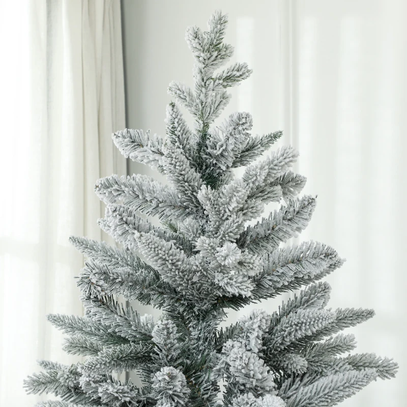 HOMCOM Kerstboom 180 cm, sneeuwbedekt, vlamvertragend, metalen standaard, vormbare takken, Groen