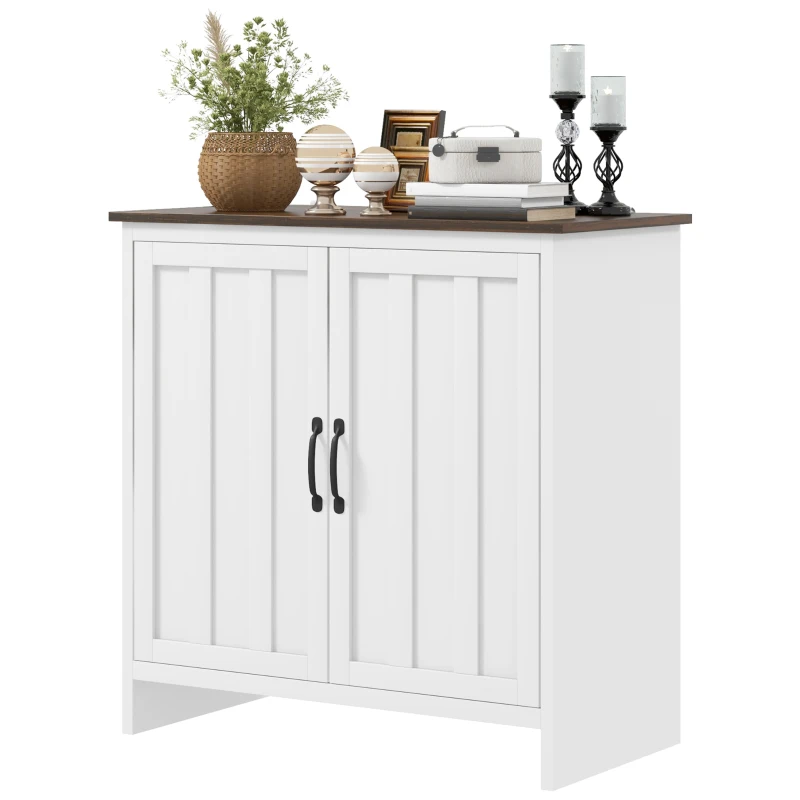 HOMCOM Bufet Modern pentru Bucătărie, Mobilier cu 2 Uși și Raft Reglabil din Lemn, 80x39,7x80 cm, Alb