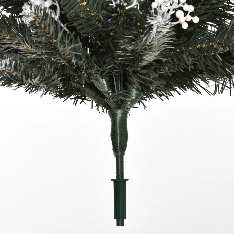 HOMCOM Árvore de Natal Automática 120 cm com 222 Ramos 28 Decorações Suporte em Aço Base Dobrável e Removível Verde