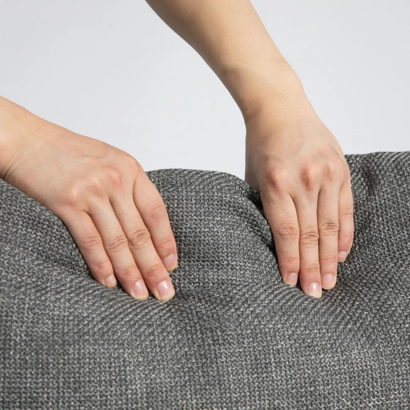 HOMCOM Canapea de 3 Locuri din Material Textil cu Brațe, Perne Căptușite și Înveliș cu Efect de In, 237x94x102 cm, Gri(m-8)