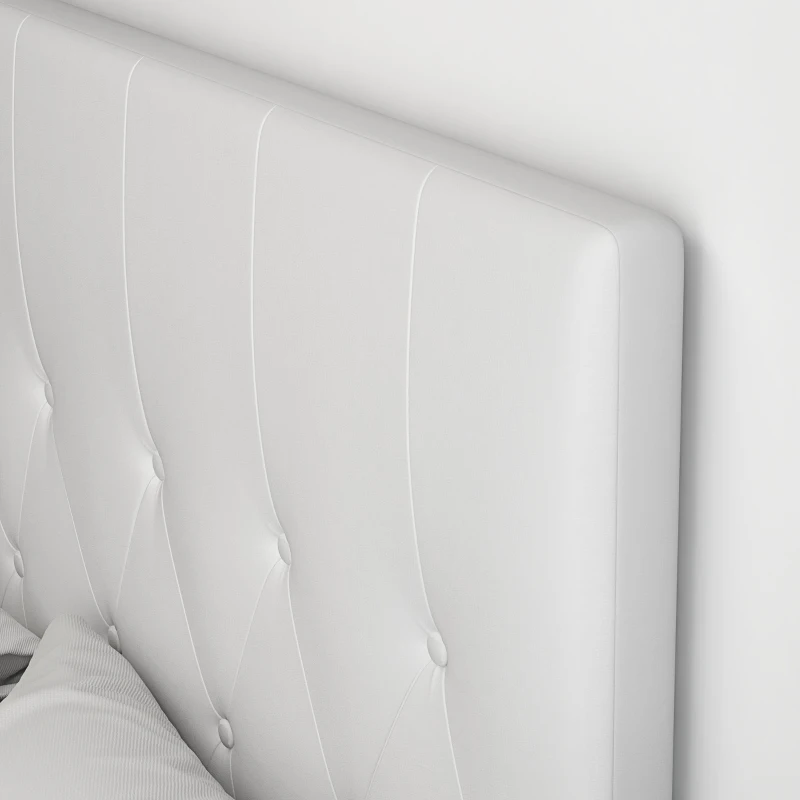 HOMCOM Căpătâi Pat Matrimonial Capitonată cu Design cu Nasturi, Spătar Pat din Piele PU și MDF, 160x7x120 cm, Alb