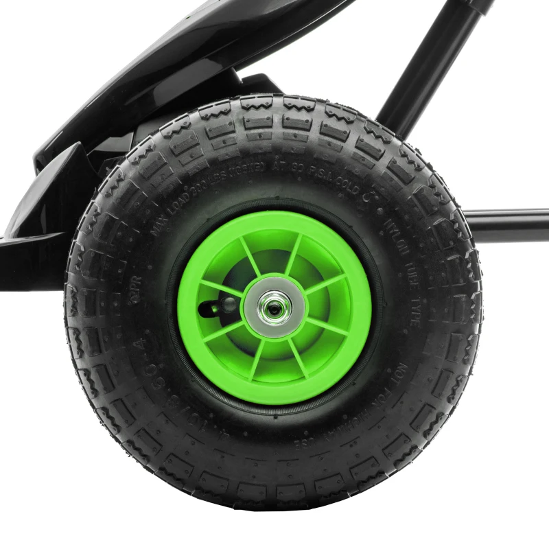 HOMCOM Kart a Pedais para Crianças 5-12 Anos com Assento Ajustável Pneus Insufláveis Amortecimento e Travão de Mão 121x58x61 cm Verde