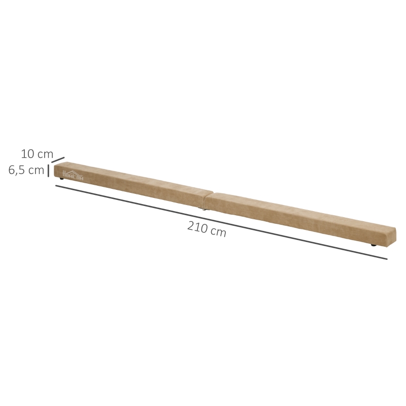HOMCOM Opvouwbare Evenwichtsbalk, Antislip, Suède Bekleding, Stevig Hout, 210 x 10 x 6,5 cm, Blauw(m-3)