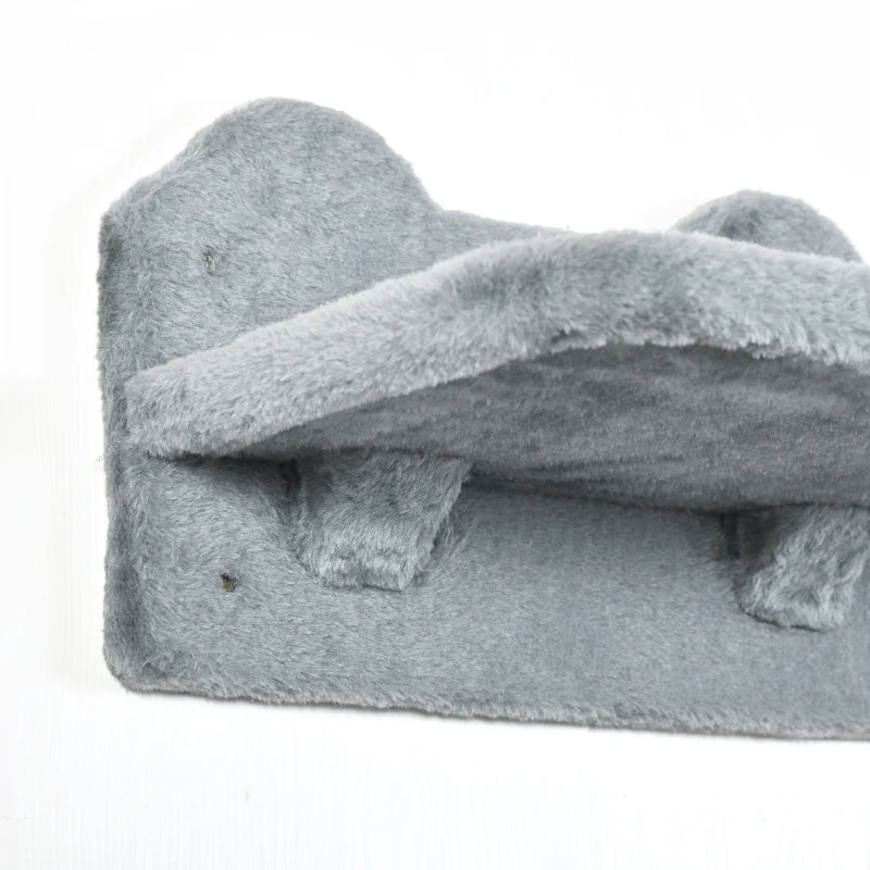 PawHut Prateleiras de Parede para Gatos 4 Peças com Rede Plataforma Semicircular Plataformas de Salto e Poste de Sisal Cinza
