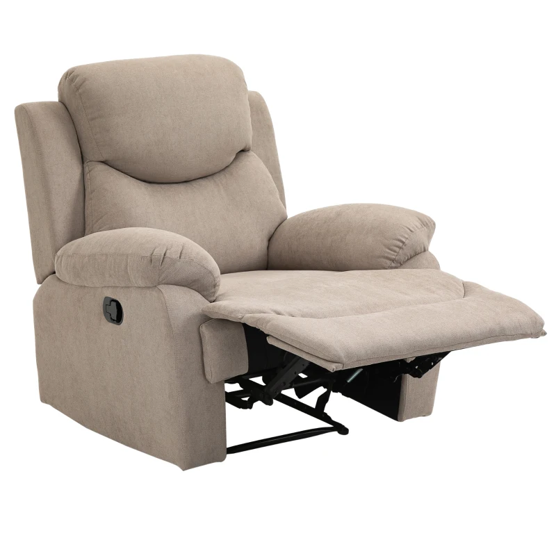 HOMCOM Poltrona Reclinável De Sala de Estar Poltrona Relax Reclinável Manual com Apoio para os Pés 93x88x102 cm Bege