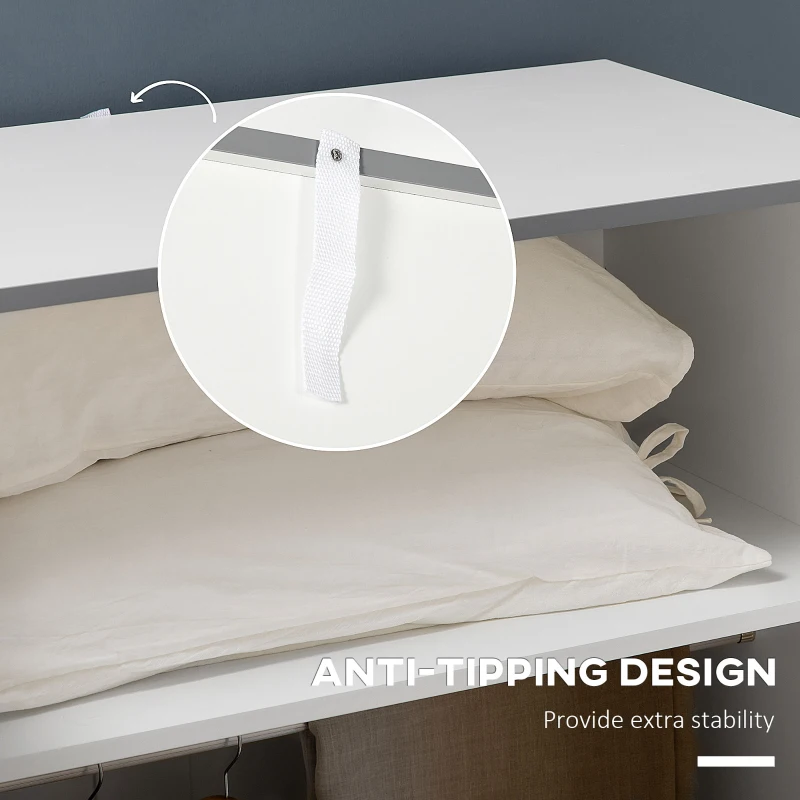 HOMCOM Bedroom Furniture Set, Wardrobe with Hanging Rail, 3 Drawer Chest of Drawers with Cut-out Handles, Grey and White