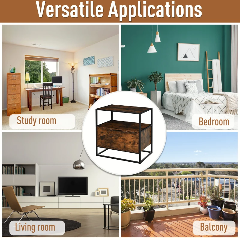 HOMCOM Masuta de Salon Moderna din Lemn Maro Inchis Cadru Negru