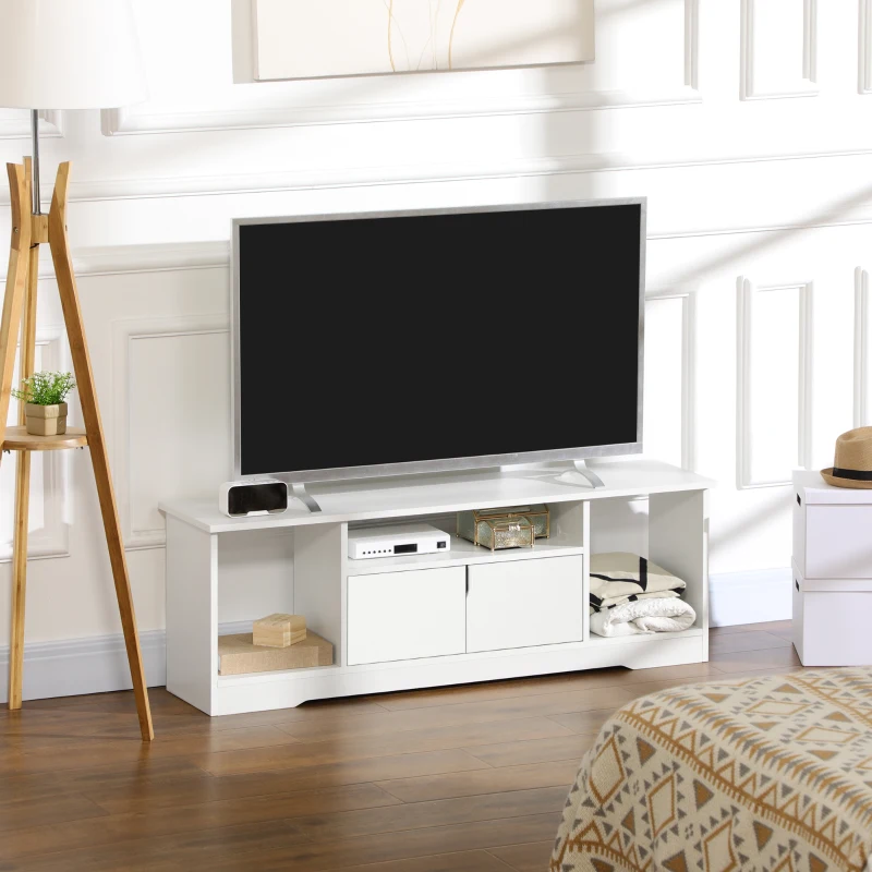 Mobilier Suport TV HOMCOM Pana la 42 inchi cu Dulapior si Etajere Deschise, din Lemn, 120x30x41cm