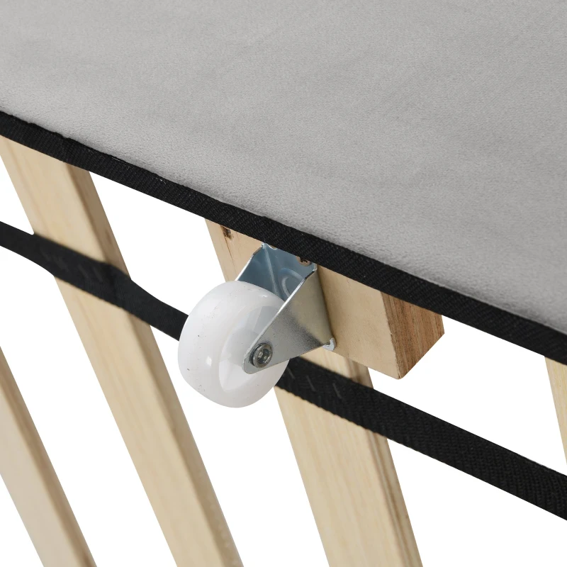 Upholstered Single Sofa Bed with Trundle, Velvet Sofa Bed Sleeper with Scalloped Cushions, 202x190x95 cm, Gray