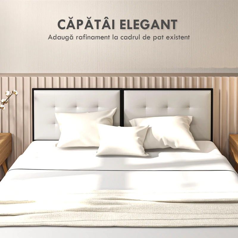 HOMCOM Tablie Tapițată pentru Dormitor cu Țesătură din Tehnologie, Tablie de Pat Montată pe Perete, 180x8x56 cm, Gri Deschis