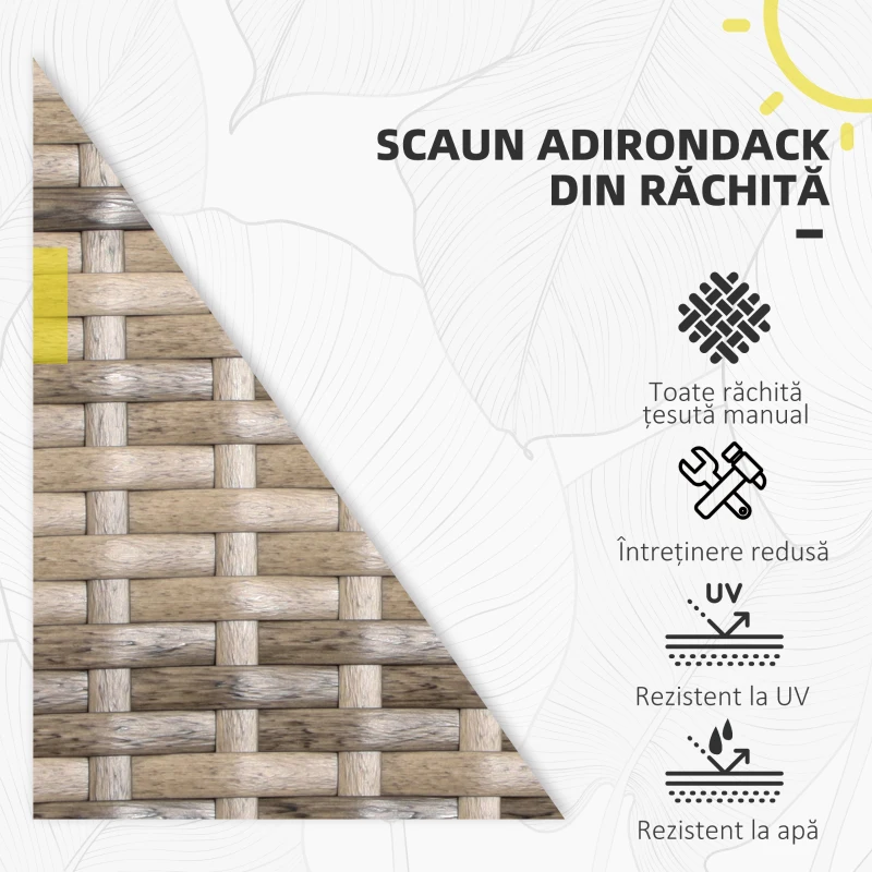 Outsunny Scaun de Grădină din Ratan, Scaun de Exterior cu Cotiere, Perne și Spătar Înalt Curbat, 64x80x90 cm, Gri