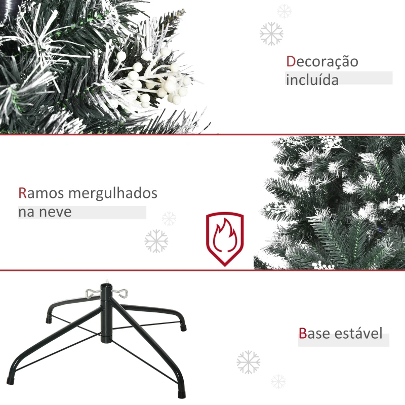 HOMCOM Árvore de Natal Automática 150 cm com 378 Ramos 41 Decorações Suporte em Aço Base Dobrável e Removível Verde