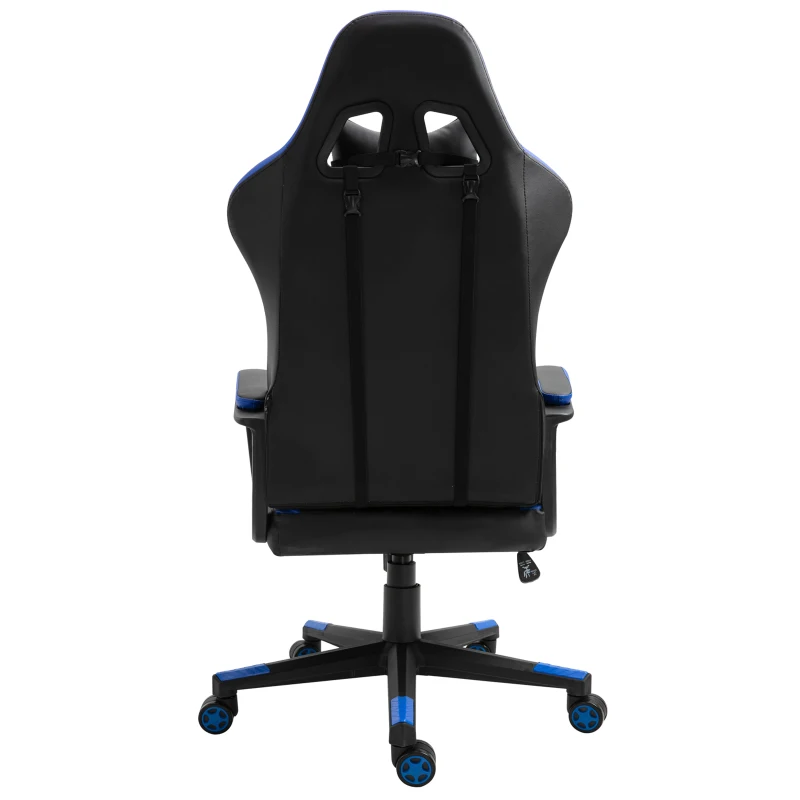 Vinsetto Cadeira Gaming Cadeira de Escritório Ergonómica com Altura Regulável Basculante Apoio de Cabeça 61x70x121-129 cm Azul