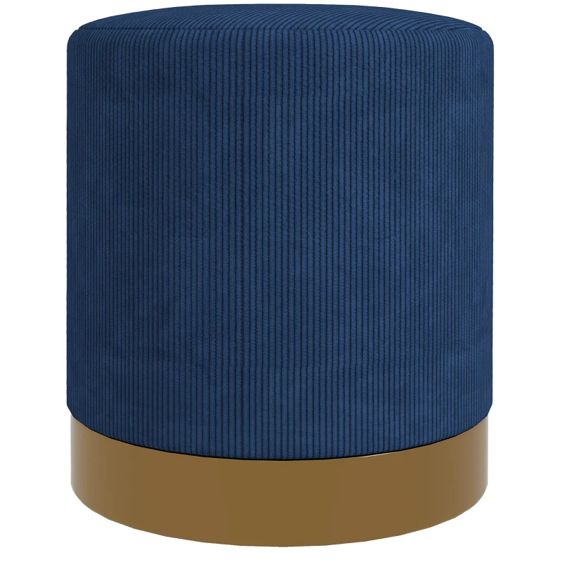 HOMCOM Soft Padded Corduroy Footstool - Dark Blue