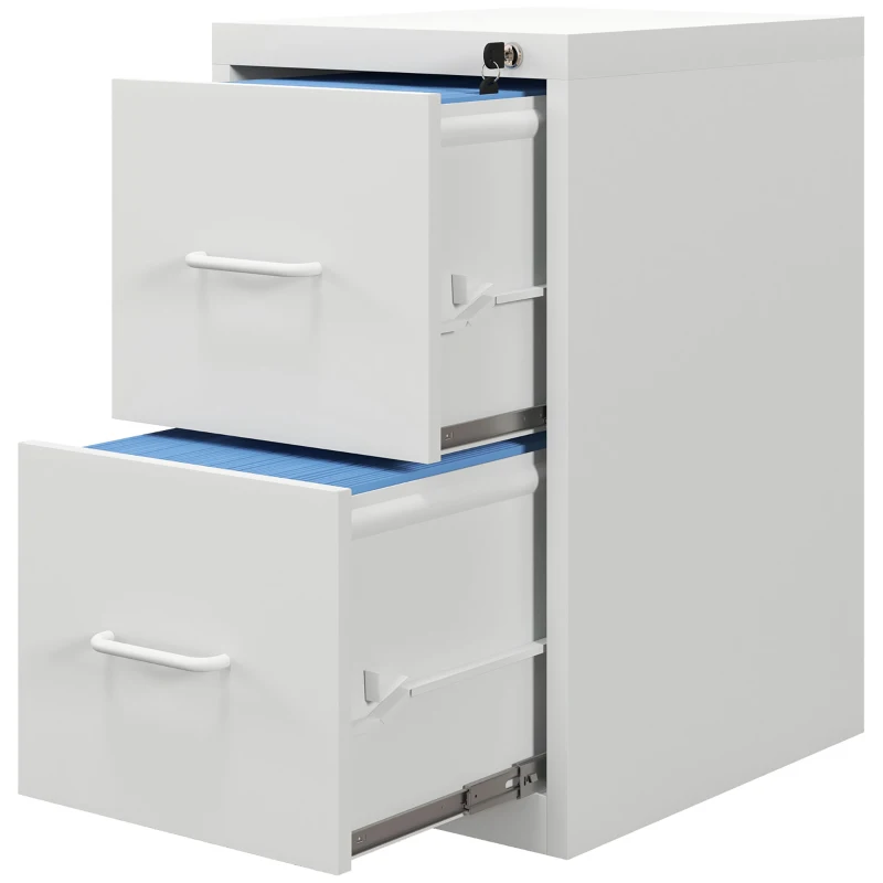 HOMCOM Two-Drawer Modern Steel Filing Cabinet - White